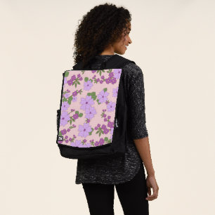 Purple Flowers, Floral Pattern, Pattern Of Flowers Backpack