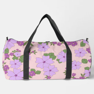 Purple Flowers, Floral Pattern, Pattern Of Flowers Duffle Bag