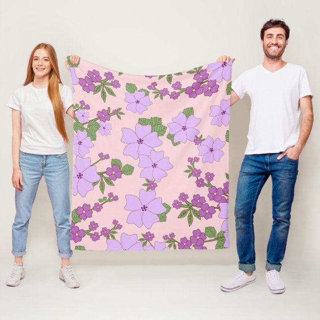 Purple Flowers, Floral Pattern, Pattern Of Flowers Fleece Blanket (In Situ)