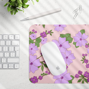 Purple Flowers, Floral Pattern, Pattern Of Flowers Mouse Pad