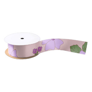 Purple Flowers, Floral Pattern, Pattern Of Flowers Satin Ribbon