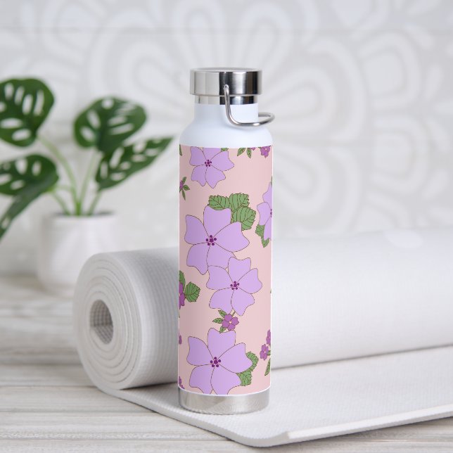 Purple Flowers, Floral Pattern, Pattern Of Flowers Water Bottle (Yoga)