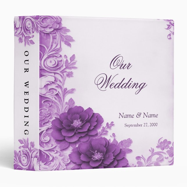 Purple Flowers Flourish Album Binder (Front/Spine)