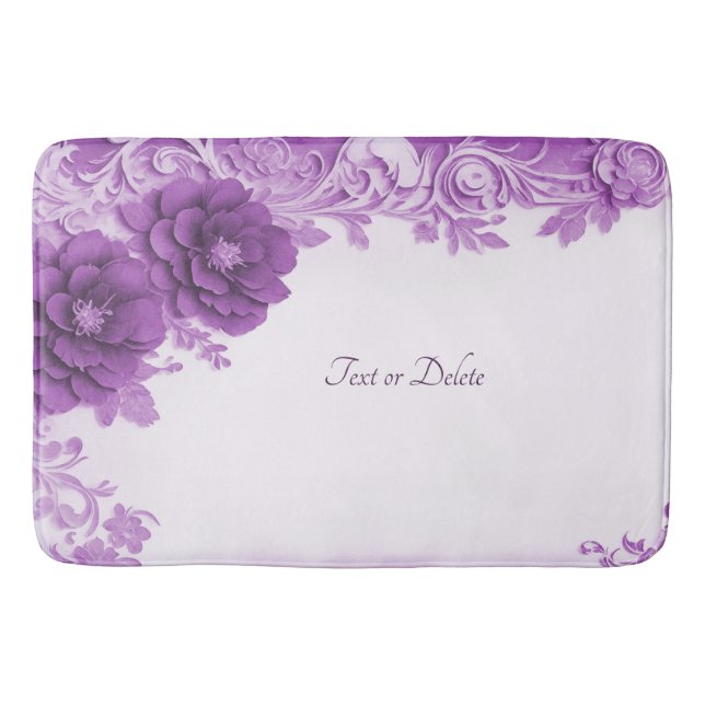 Purple Flowers Flourish Bath Mat (Front)