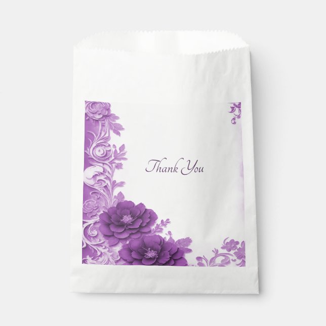 Purple Flowers Flourish Favour Bag (Front)