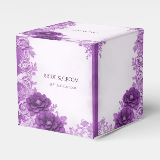 Purple Flowers Flourish Favour Box (Front Side)