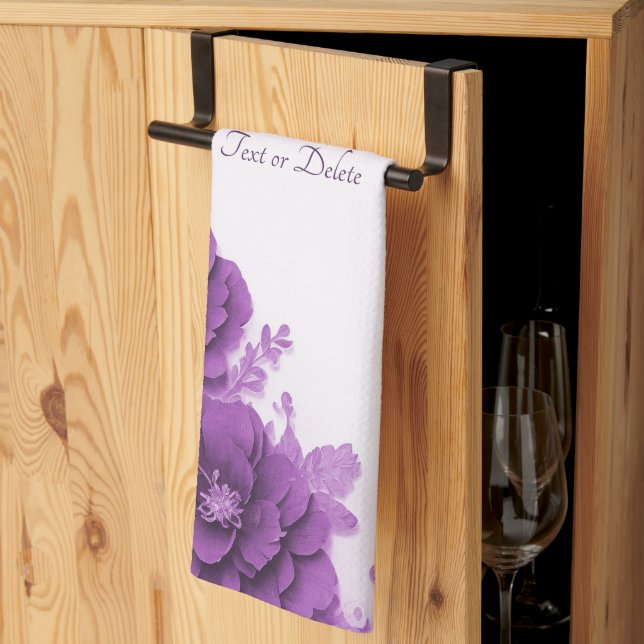 Purple Flowers Flourish Kitchen Towels (Thirds Fold)