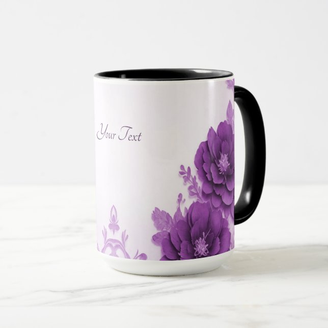 Purple Flowers Flourish Mug (Front Right)