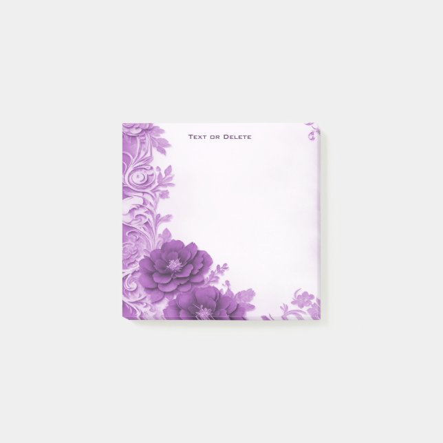 Purple Flowers Flourish Post it Notes (Front)