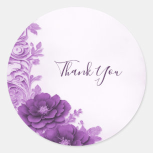 Purple Flowers Flourish Seal Wedding Sticker