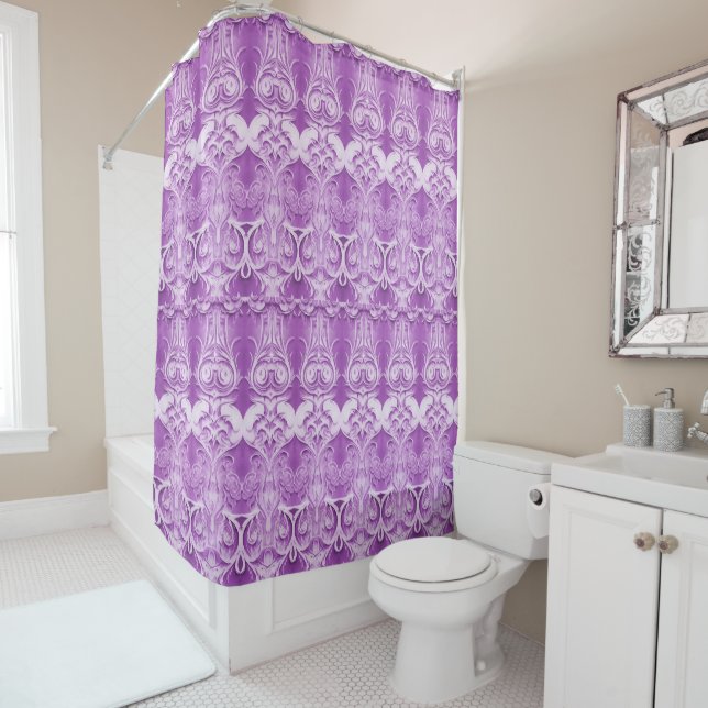 Purple Flowers Flourish Shower Curtain (In Situ)