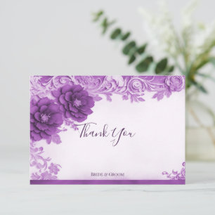 Purple Flowers Flourish Thank You Card