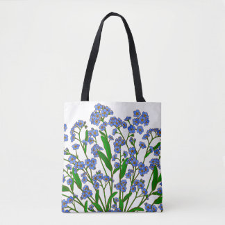 Purple Flowers, Forget Me Not Wildflower Tote Bag