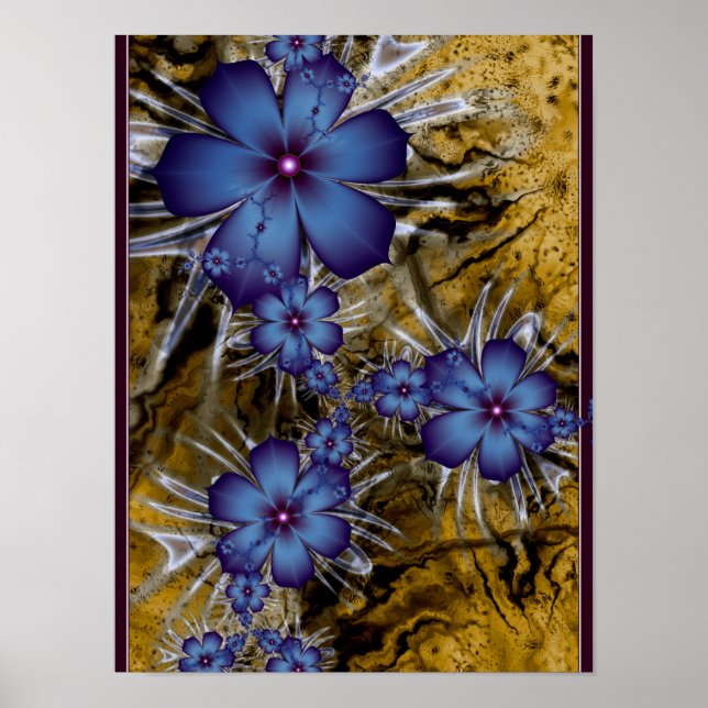 Purple Flowers Fractal Poster (Front)
