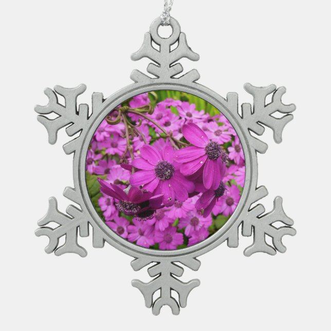 Purple Flowers from San Francisco Snowflake Pewter Christmas Ornament (Front)