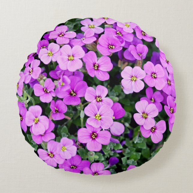 Purple Flowers Garden  Round Pillow (Front)
