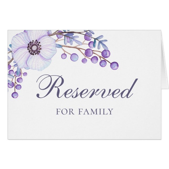 Purple flowers. Garden wedding reserved sign (Front Horizontal)