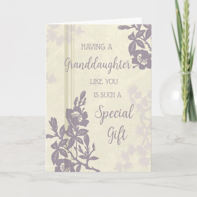 Purple Flowers Granddaughter Birthday Card (Front)