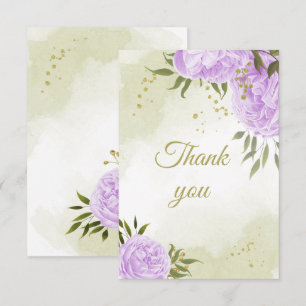 purple flowers greenery botanical thank you card