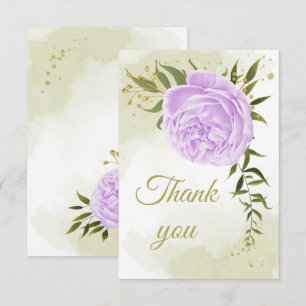 purple flowers greenery botanical thank you card