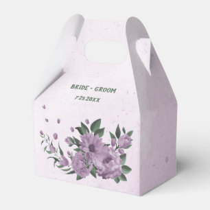 purple flowers greenery botanical wedding favor box