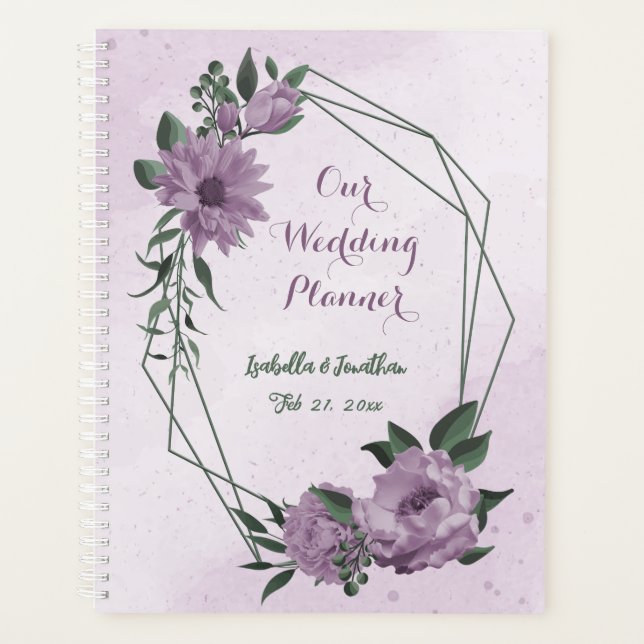 purple flowers greenery botanical wedding planner (Front)