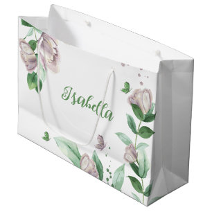 purple flowers greenery butterflies large gift bag