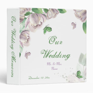 purple flowers greenery butterflies photo album binder