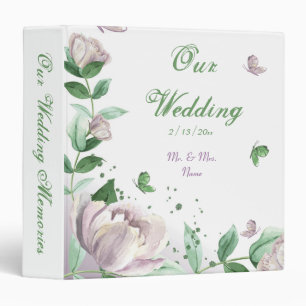 purple flowers greenery butterflies photo album binder