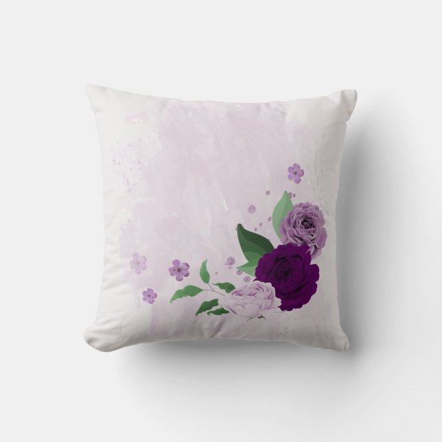  purple flowers greenery  throw pillow (Front)