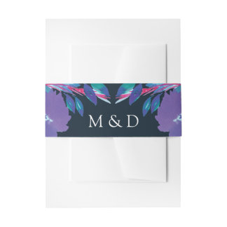 Purple Flowers Handpainted Invitation Belly Band