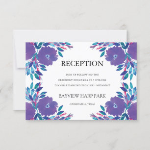 Purple Flowers Handpainted Reception Card