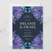 Purple Flowers Handpainted Save the Date