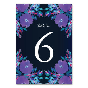 Purple Flowers Handpainted Table Number