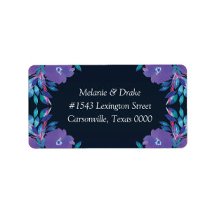 Purple Flowers Handpainted Wedding Address Label