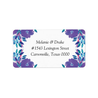 Purple Flowers Handpainted Wedding Address Label