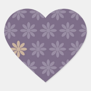 Purple Flowers Heart Sticker