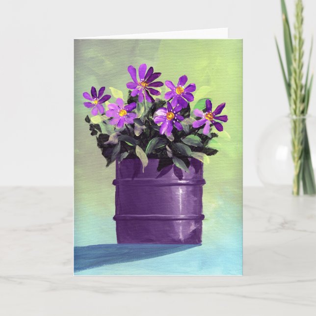 Purple Flowers Housewarming New Home Card (Front)
