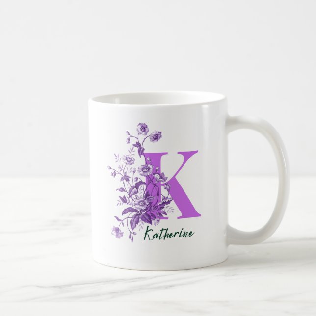 Purple Flowers Illustration for Name Mug (Right)