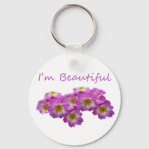 Purple flowers, I'm beautiful Keychain