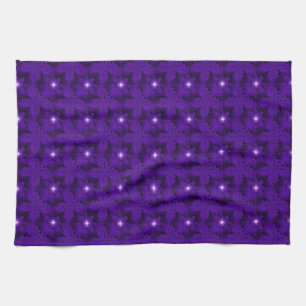 Purple Flowers in 3D , Artdeco Kitchen Towel