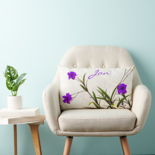 Purple Flowers in the Breeze Throw Pillow