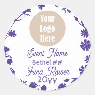Purple Flowers Job's Daughters Party Favour Logo Classic Round Sticker