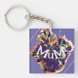 Purple Flowers Keychain