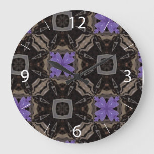 Purple Flowers Large Clock
