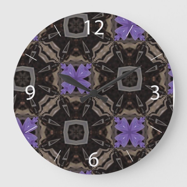 Purple Flowers Large Clock (Front)