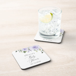 Purple Flowers, Lilac Flowers, Boho, Baby Shower Coaster