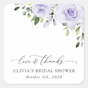 Purple Flowers, Lilac Flowers, Boho, Bridal Shower Square Sticker