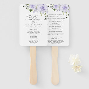 Purple Flowers, Lilac Flowers, Wedding Program Hand Fan