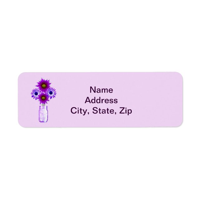 Purple Flowers Mason Jar Address Labels (Front)